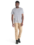 Men's Merino Blend Wave T-Shirt Stripe Ecru Heather/Royal Navy - 3