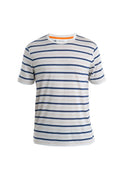 Men's Merino Blend Wave T-Shirt Stripe Ecru Heather/Royal Navy - 5