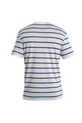 Men's Merino Blend Wave T-Shirt Stripe Ecru Heather/Royal Navy - 6