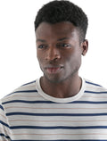 Men's Merino Blend Wave T-Shirt Stripe Ecru Heather/Royal Navy - 4