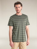 Men's Merino Blend Wave T-Shirt Stripe Loden/Lichen - 1