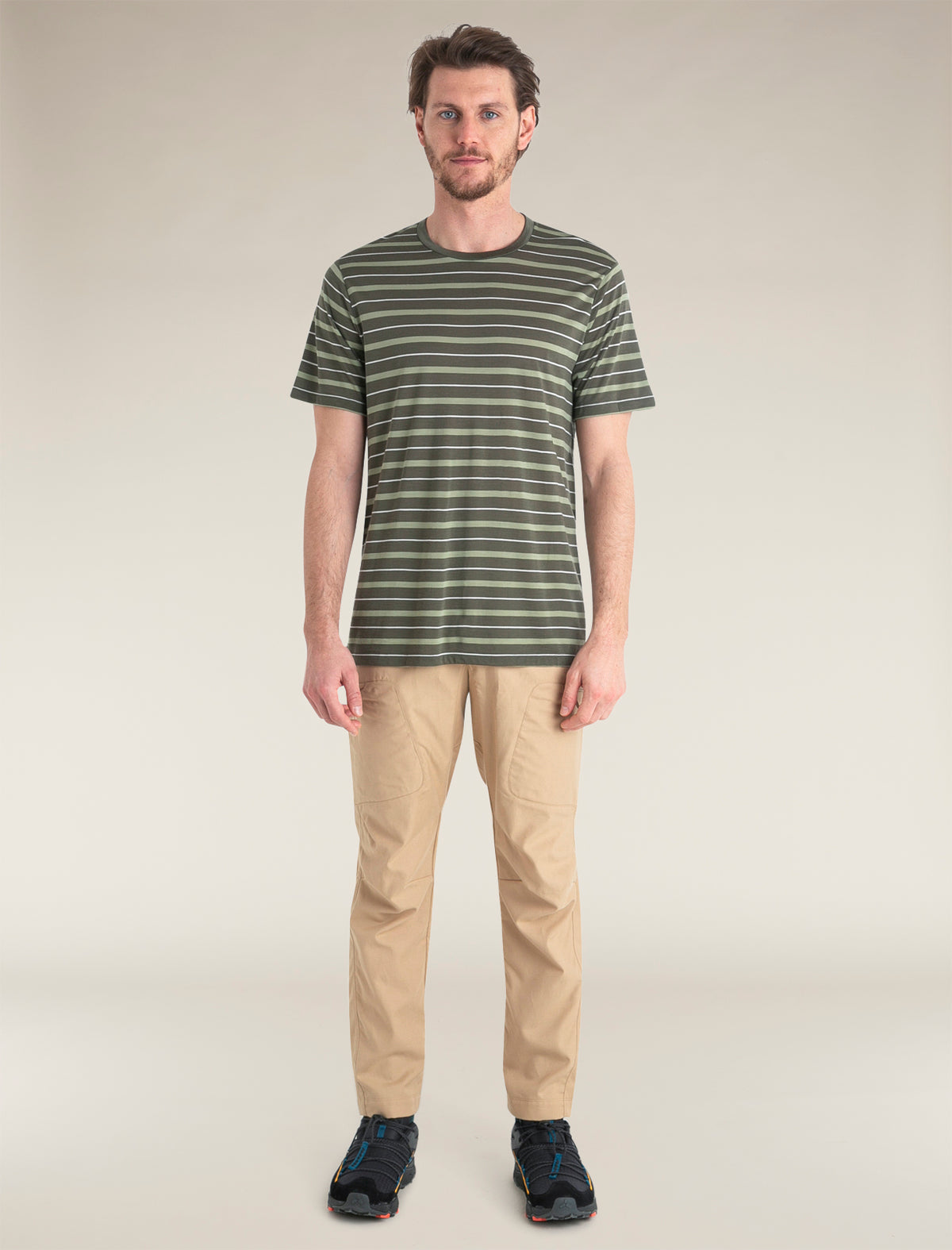 Men's Merino Blend Wave T-Shirt Stripe Loden/Lichen - 3