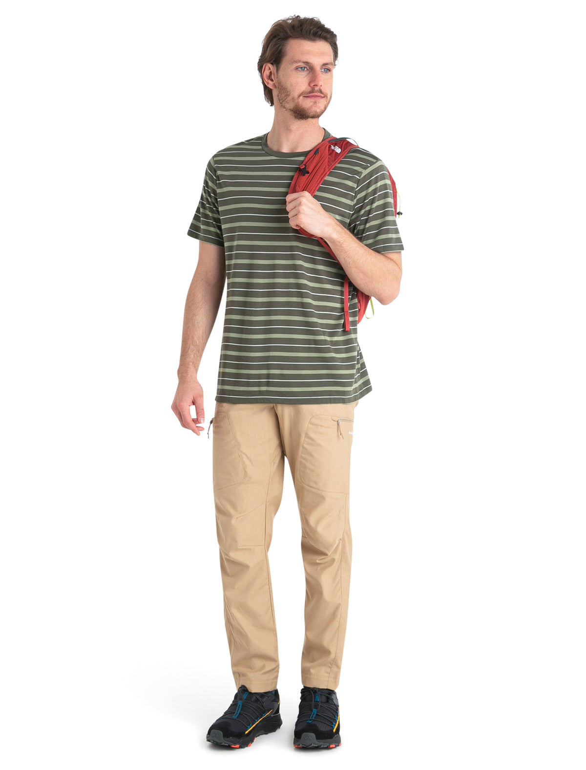 Men's Merino Blend Wave T-Shirt Stripe Loden/Lichen - 4