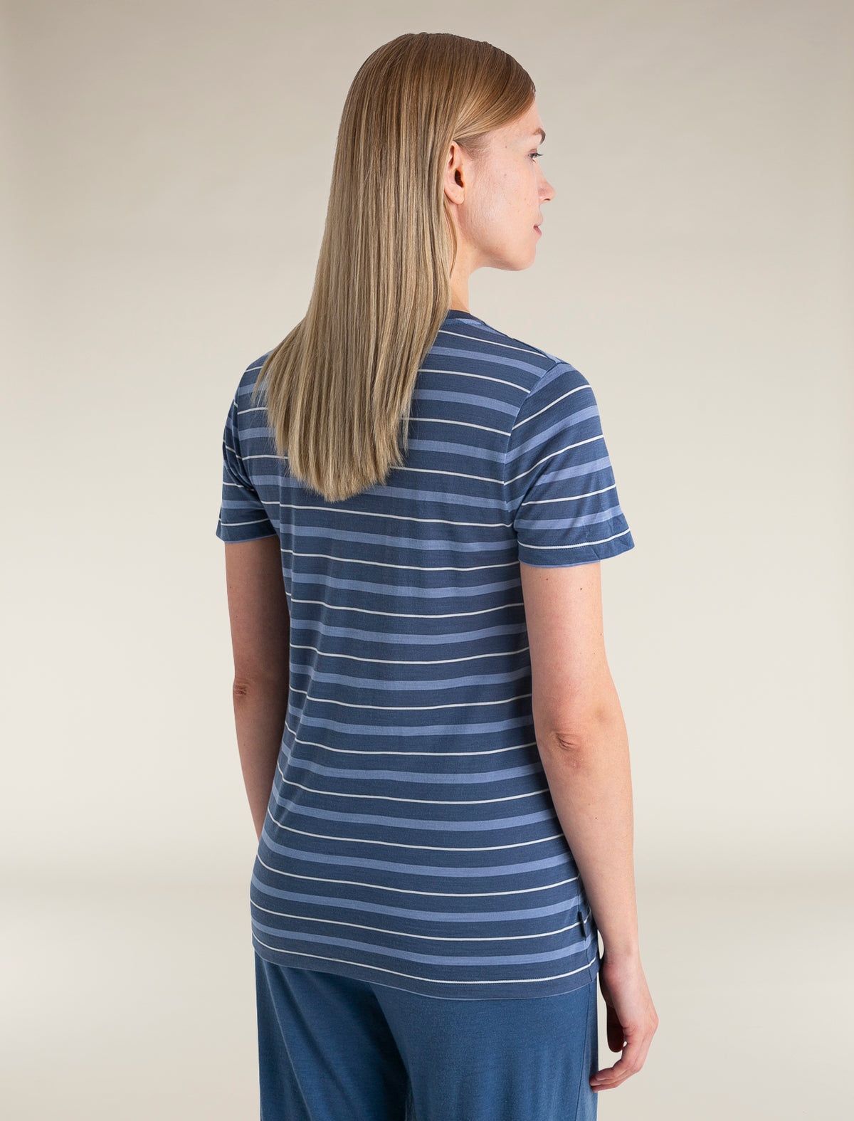 Women's Merino Blend Wave T-Shirt Stripe Dawn/Kyanite - 2