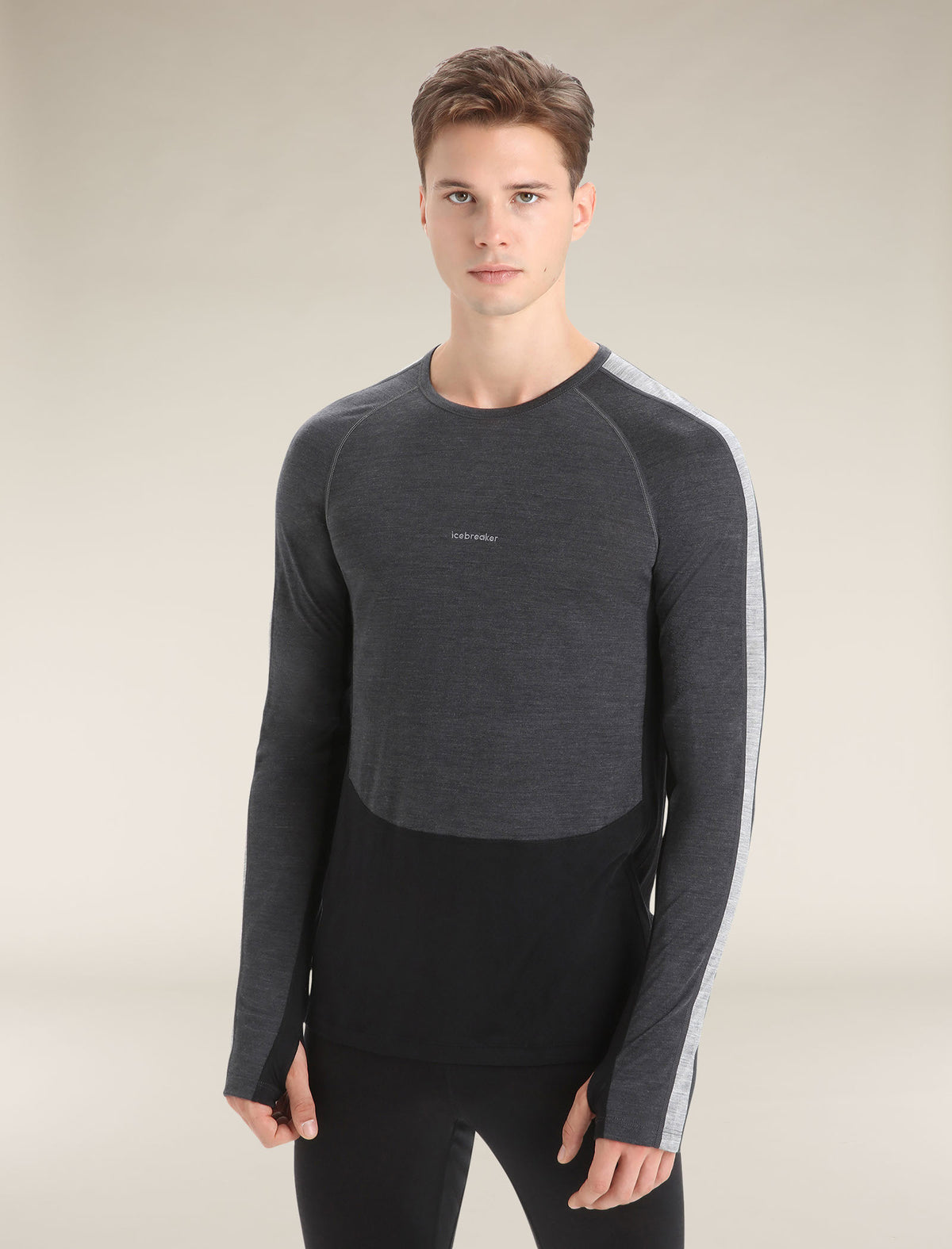 Men's 125 ZoneKnit™ Long Sleeve Crewe Thermal Top Jet Heather/Black - 1