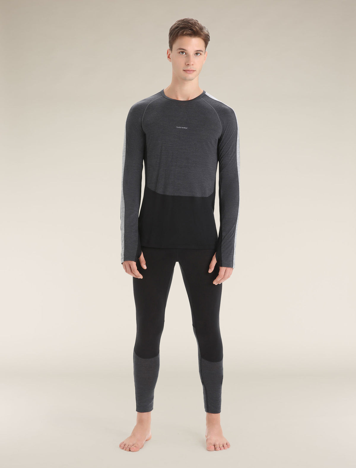 Men's 125 ZoneKnit™ Long Sleeve Crewe Thermal Top Jet Heather/Black - 3