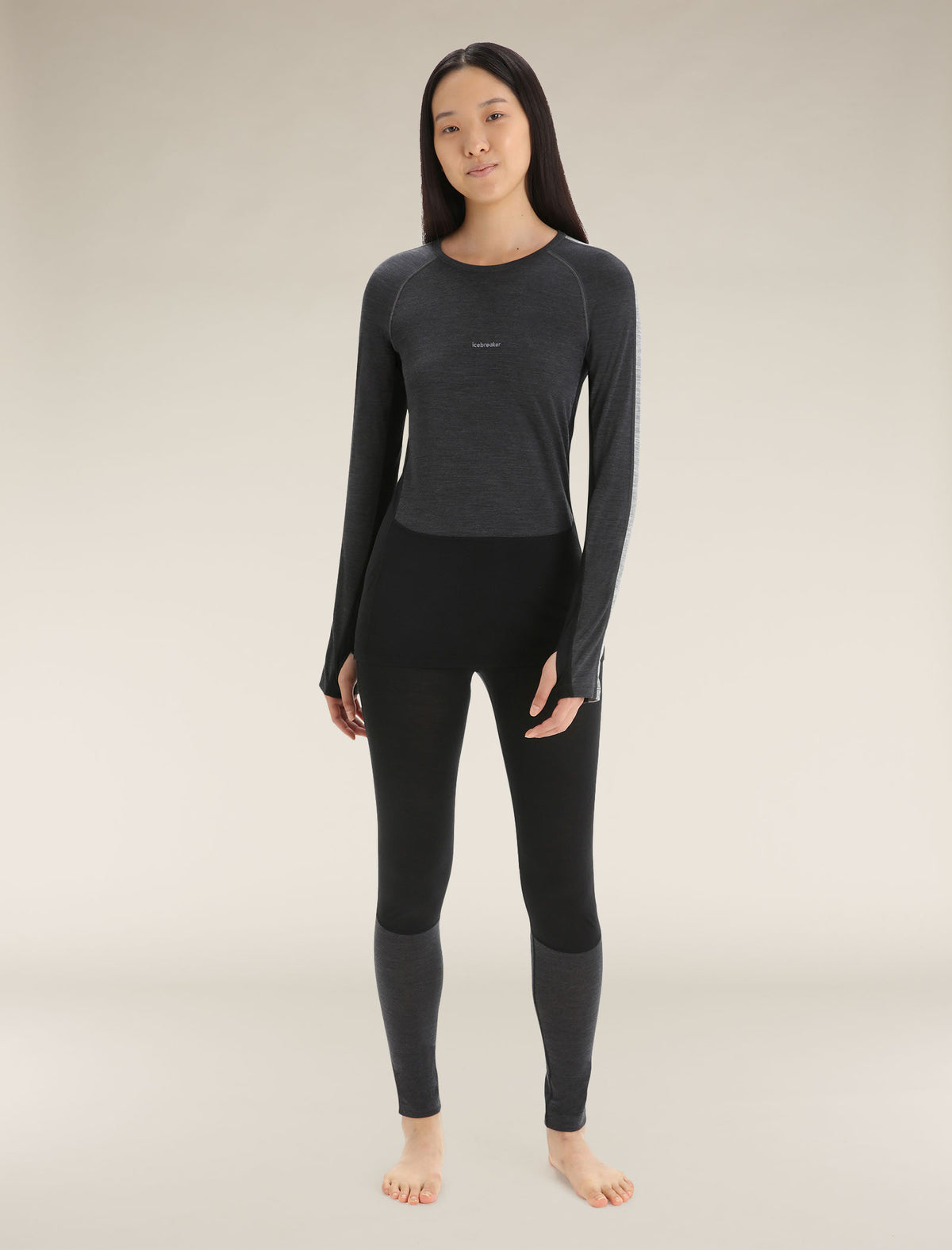 Women's 125 ZoneKnit™ Long Sleeve Crewe Thermal Top Jet Heather/Black - 9