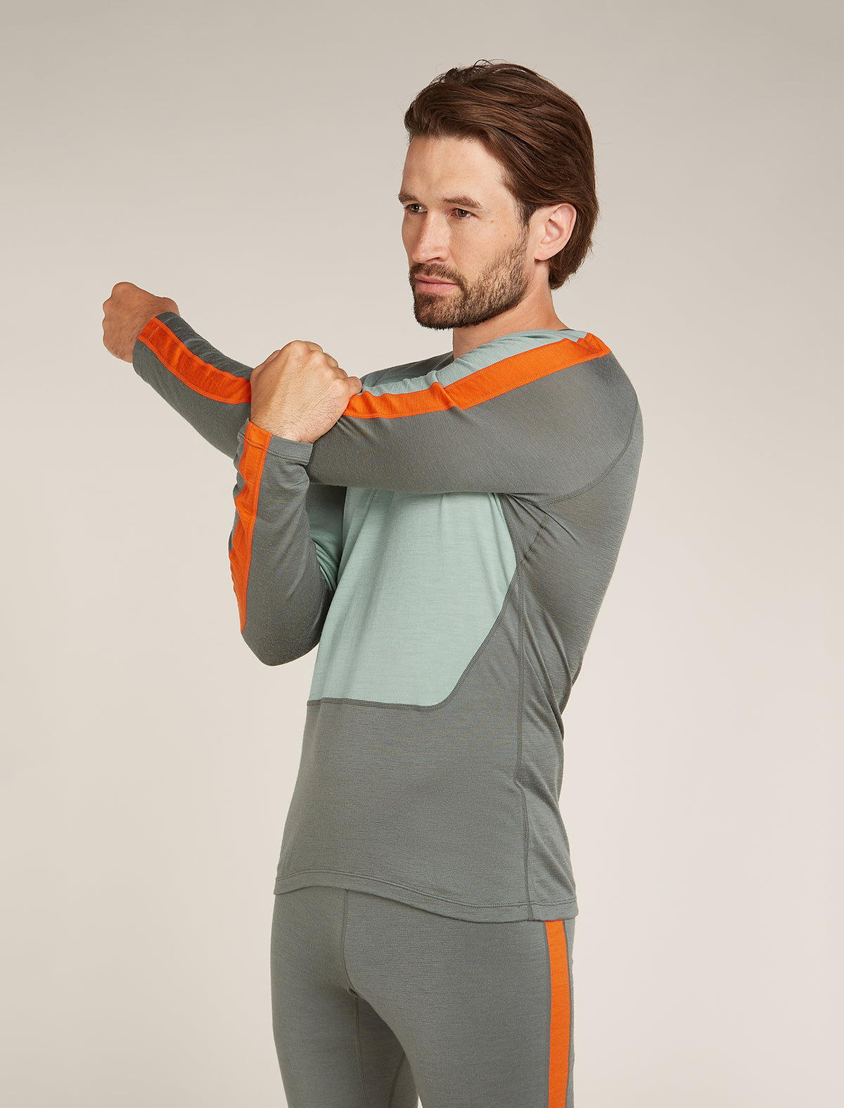 Men's Merino 200 Sonebula Long Sleeve Crewe Thermal Top Galaxy/Moss - 1