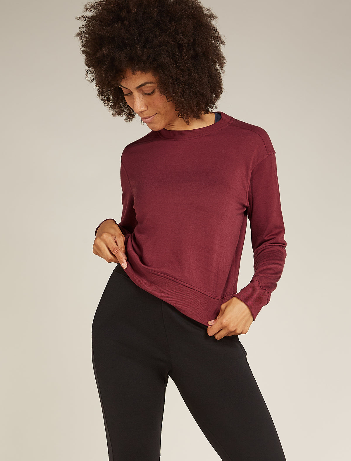 Women's Merino Blend 200 Crush Long Sleeve Sweatshirt Port - 5