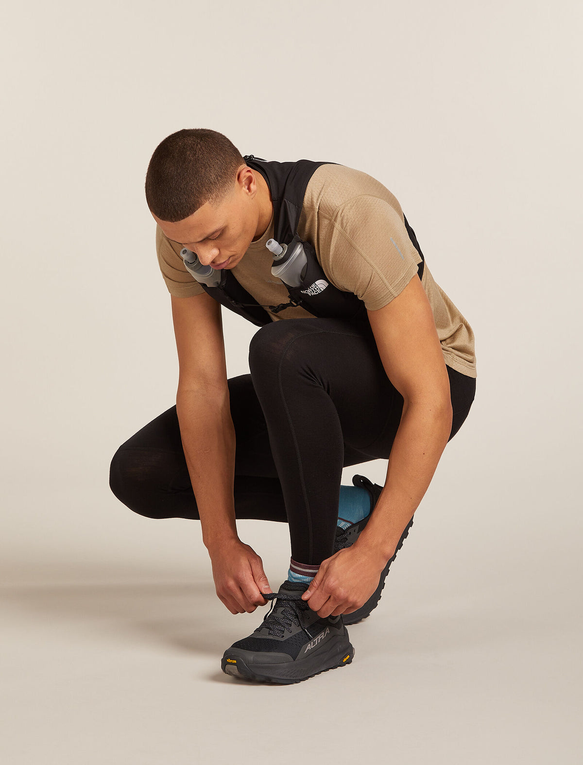 Men's Merino Blend Run+ Ultralight Mini Socks Topaz/Java - 1