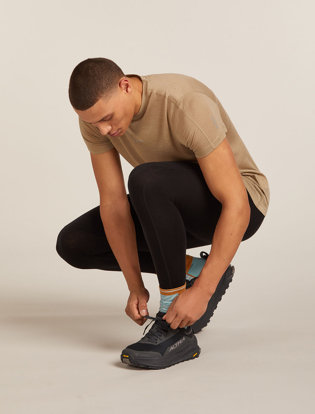Men's Merino Blend Run+ Ultralight Crew Socks Hydro/Trail - 1