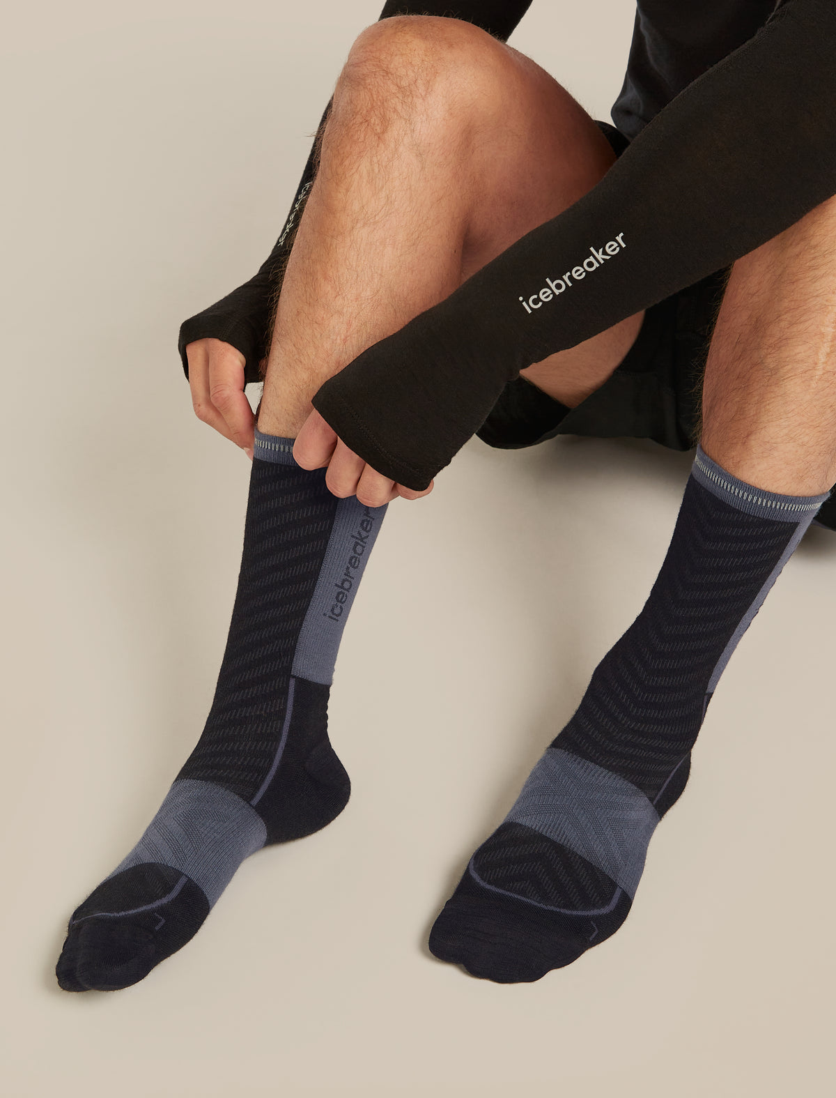 Men's Merino Blend Run+ Ultralight Crew Socks Black/Graphite - 3