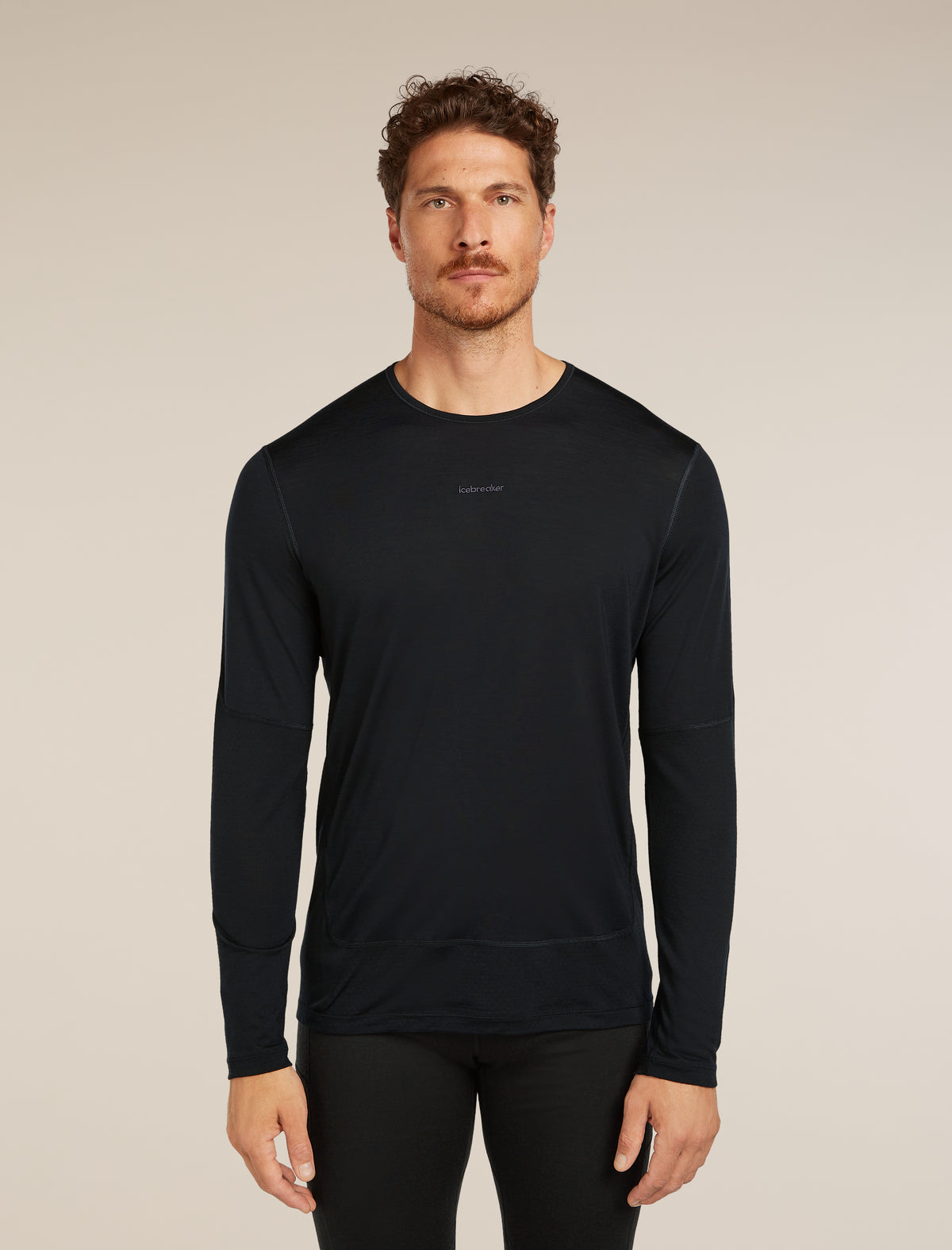 Men's Merino Blend 125 ZoneKnit™ Energy Wind Long Sleeve T-Shirt Black - 1
