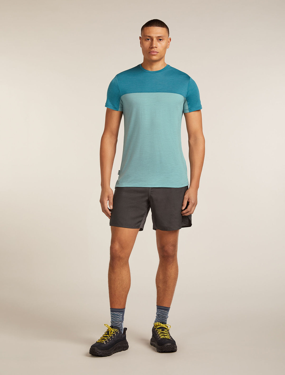 Men's Merino Blend 125 Cool-Lite™ Sphere Short Sleeve T-Shirt Colour Block Hydro/Topaz - 3