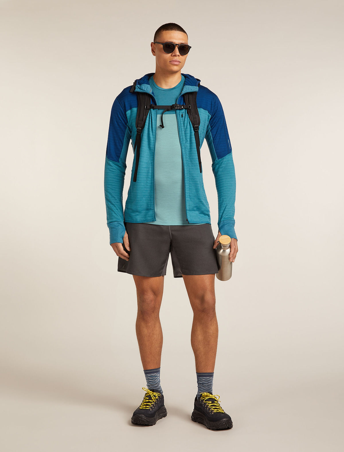 Men's Merino Blend 125 Cool-Lite™ Sphere Short Sleeve T-Shirt Colour Block Hydro/Topaz - 4