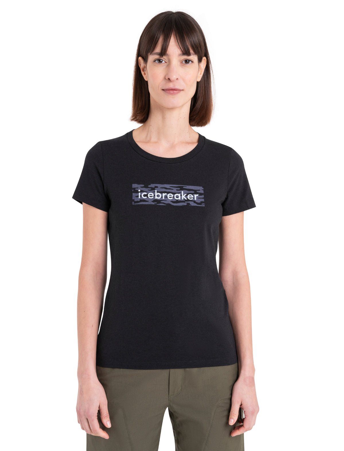 Women's Merino Blend Central Classic T-Shirt Glacial Flow Logo Black - 1