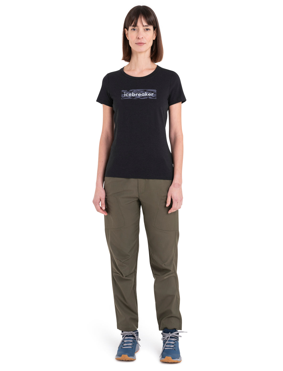 Women's Merino Blend Central Classic T-Shirt Glacial Flow Logo Black - 3