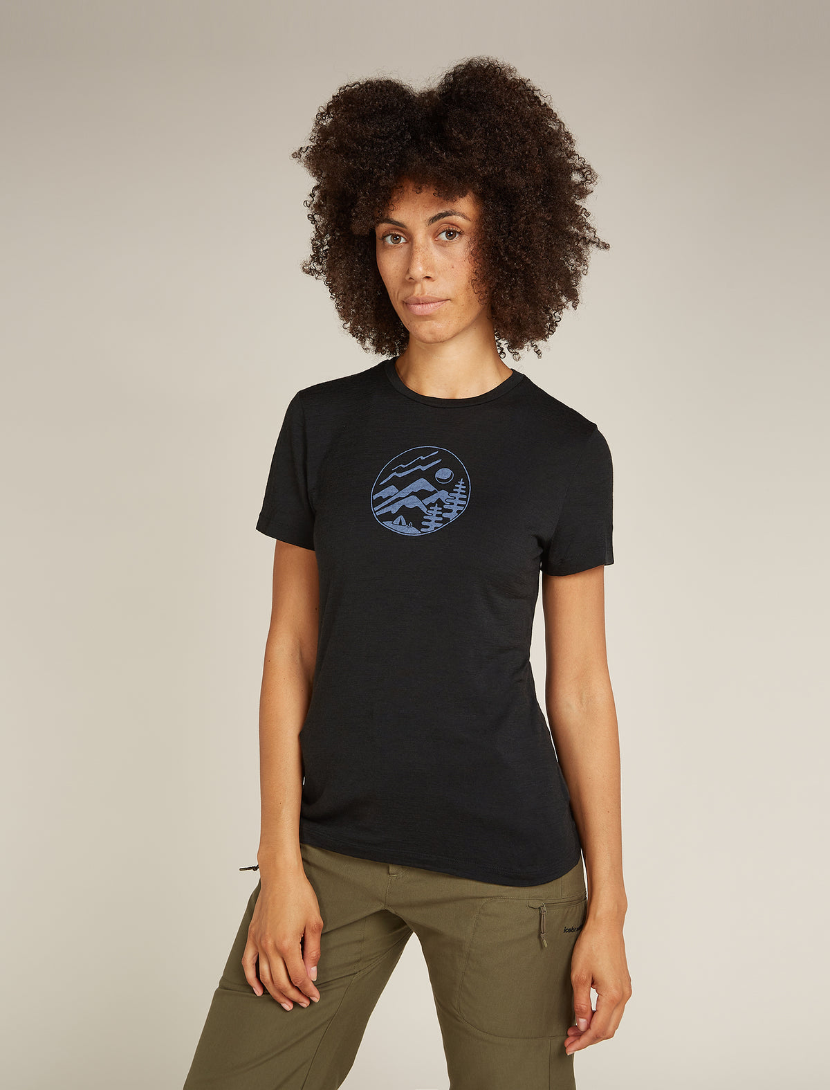 Women's Merino 150 Tech Lite Short Sleeve T-Shirt Camping Circle Black - 1