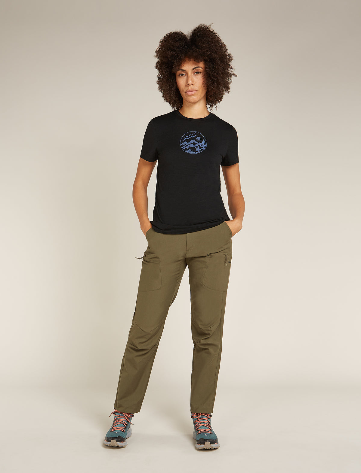 Women's Merino 150 Tech Lite Short Sleeve T-Shirt Camping Circle Black - 4