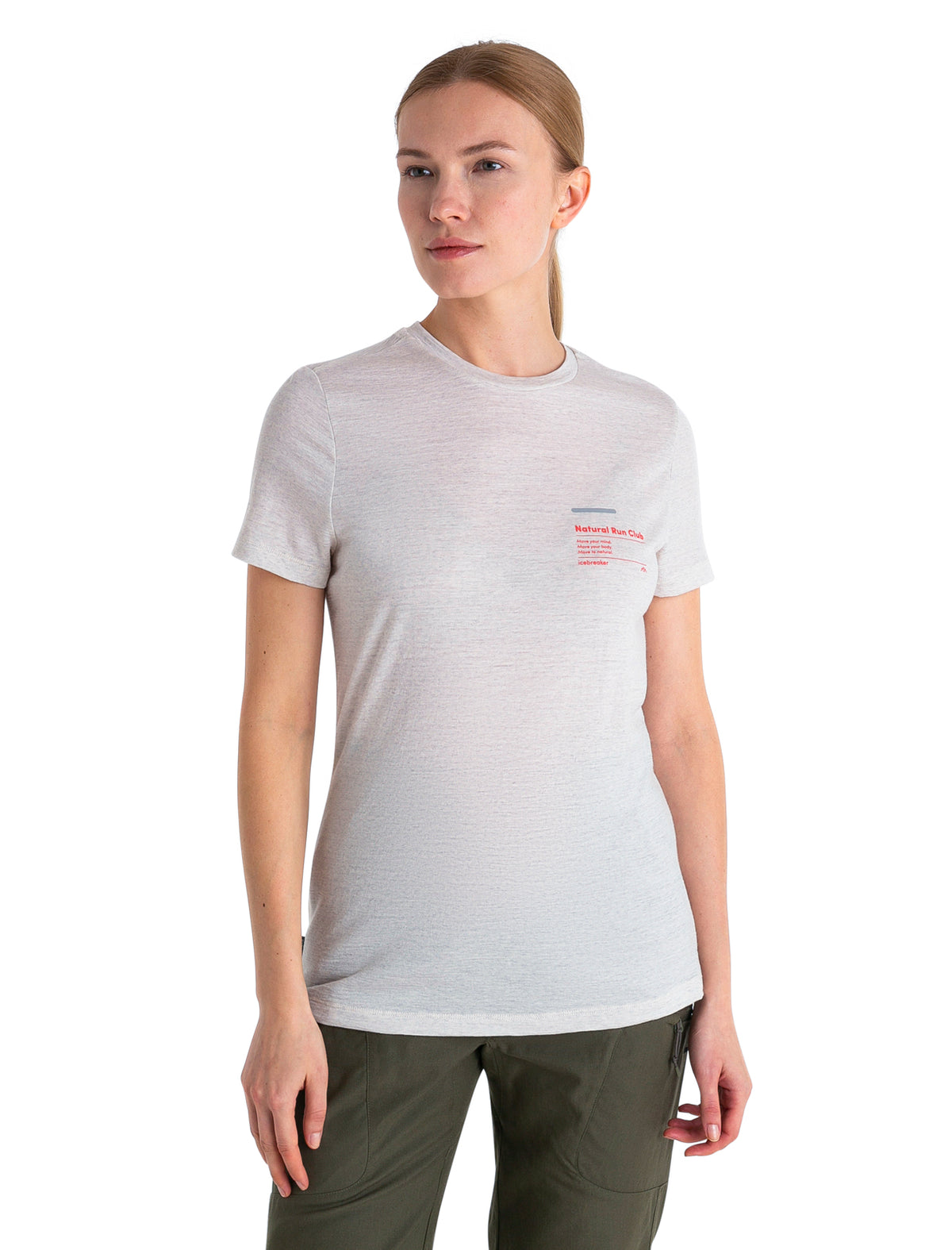 Women's Merino 150 Tech Lite III T-Shirt Natural Run Club 2.0 Ecru Heather - 1