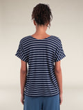 Women's Merino Blend Drayden Reversible Top Stripe Midnight Navy/Snow - 2