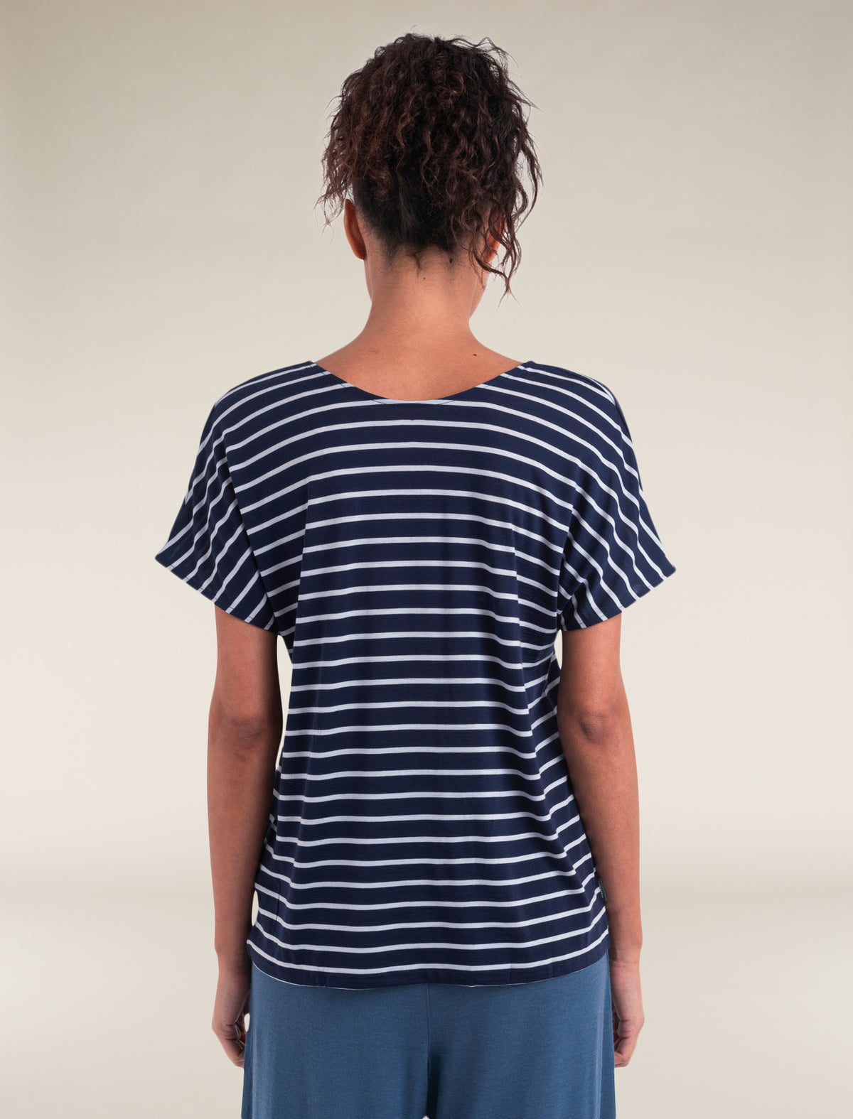 Women's Merino Blend Drayden Reversible Top Stripe Midnight Navy/Snow - 2
