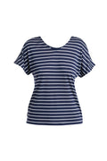 Women's Merino Blend Drayden Reversible Top Stripe Midnight Navy/Snow - 5