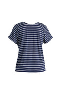 Women's Merino Blend Drayden Reversible Top Stripe Midnight Navy/Snow - 6