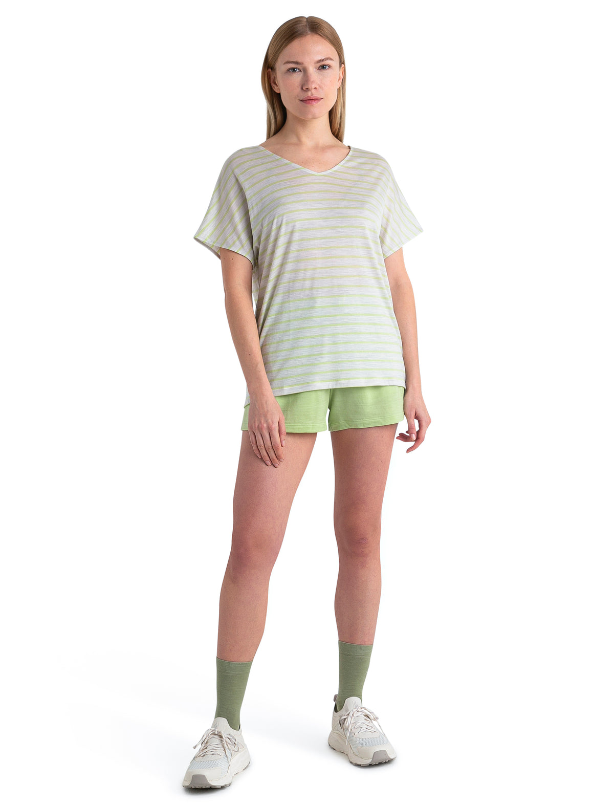 Women's Merino Blend Drayden Reversible Top Stripe Ecru Heather/Glazen - 3