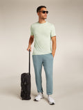 Men's Merino Linen T-Shirt Stripe Ashen/mint - 4