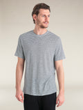 Men's Merino Linen T-Shirt Stripe Snow/Midnight Navy - 1