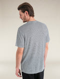 Men's Merino Linen T-Shirt Stripe Snow/Midnight Navy - 2