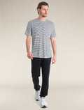Men's Merino Linen T-Shirt Stripe Snow/Midnight Navy - 3