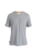Men's Merino Linen T-Shirt Stripe Snow/Midnight Navy - 6