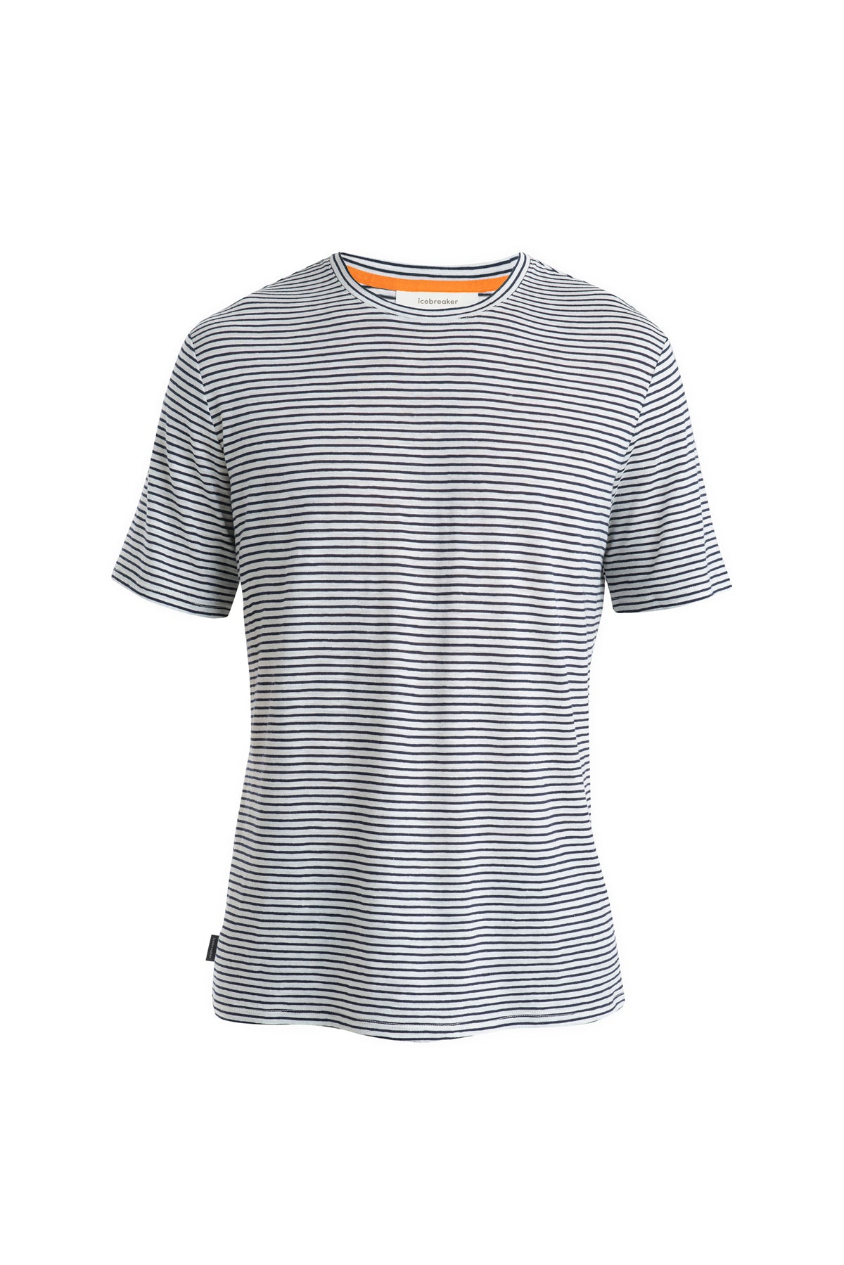 Men's Merino Linen T-Shirt Stripe Snow/Midnight Navy - 6
