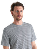 Men's Merino Linen T-Shirt Stripe Snow/Midnight Navy - 4