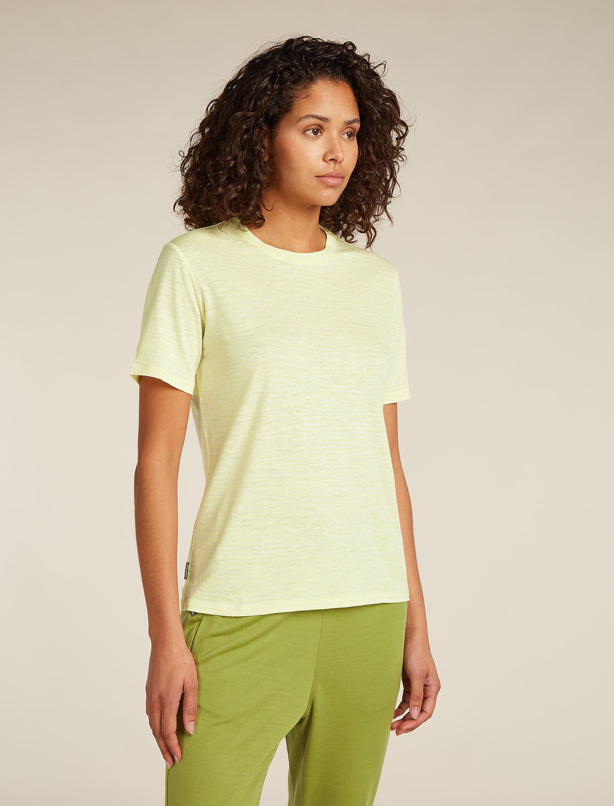 Women's Merino Linen T-Shirt Stripe Citrine/snow - 1