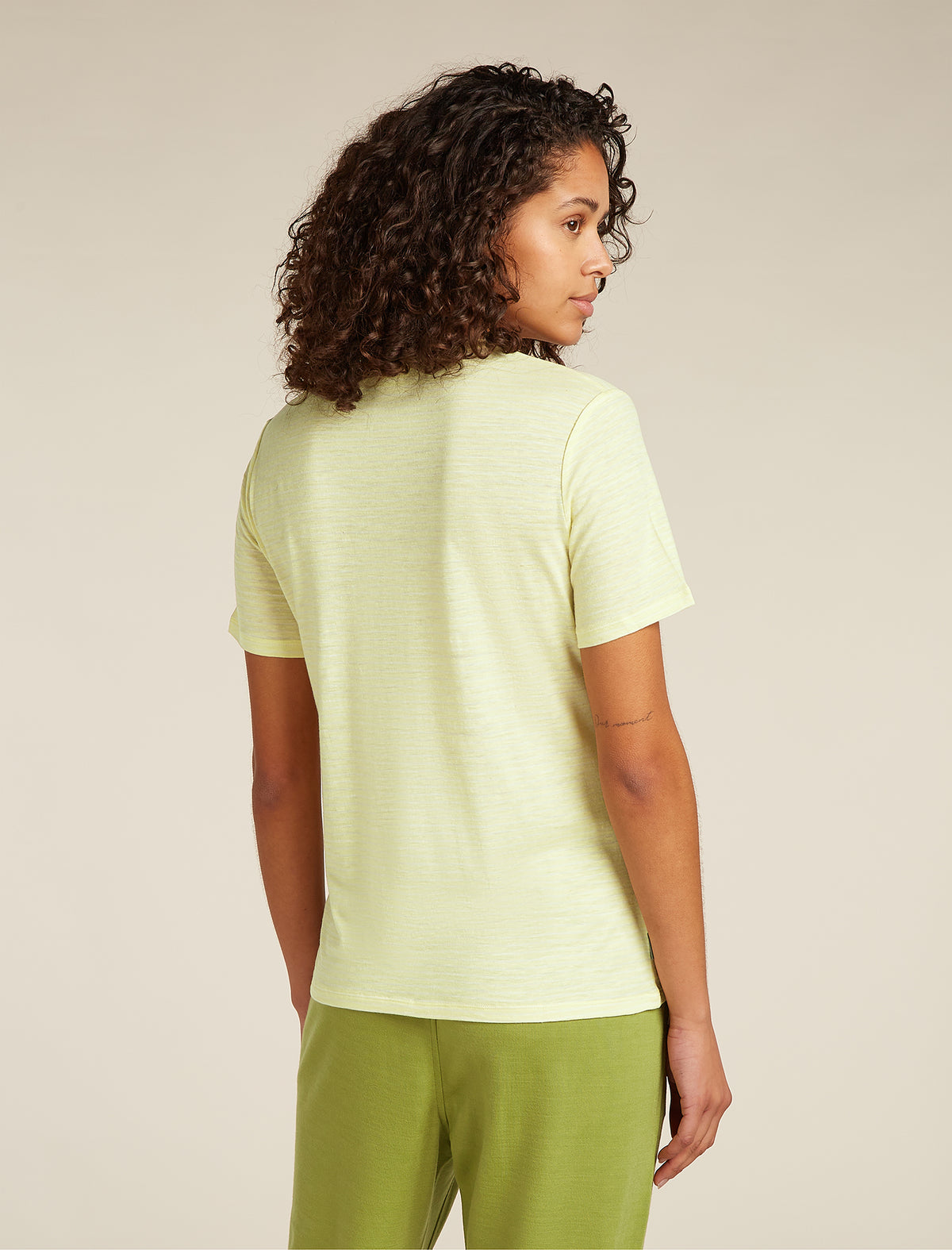 Women's Merino Linen T-Shirt Stripe Citrine/snow - 2