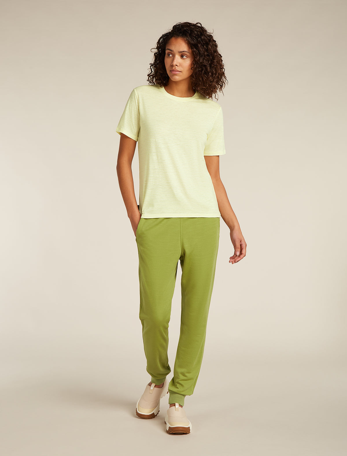 Women's Merino Linen T-Shirt Stripe Citrine/snow - 3