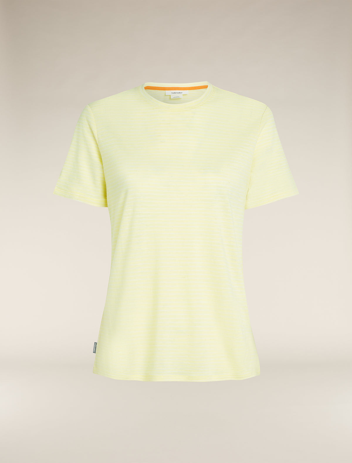 Women's Merino Linen T-Shirt Stripe Citrine/snow - 6