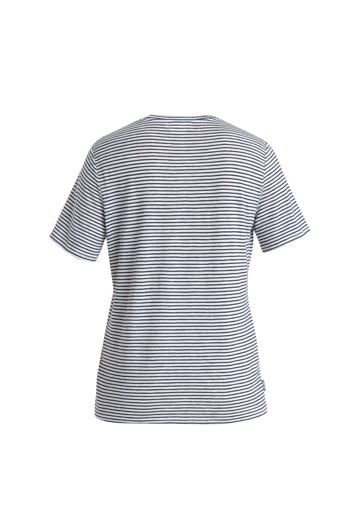 Women's Merino Linen T-Shirt Stripe Snow/Midnight Navy - 7