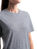 Women's Merino Linen T-Shirt Stripe Snow/Midnight Navy - 5