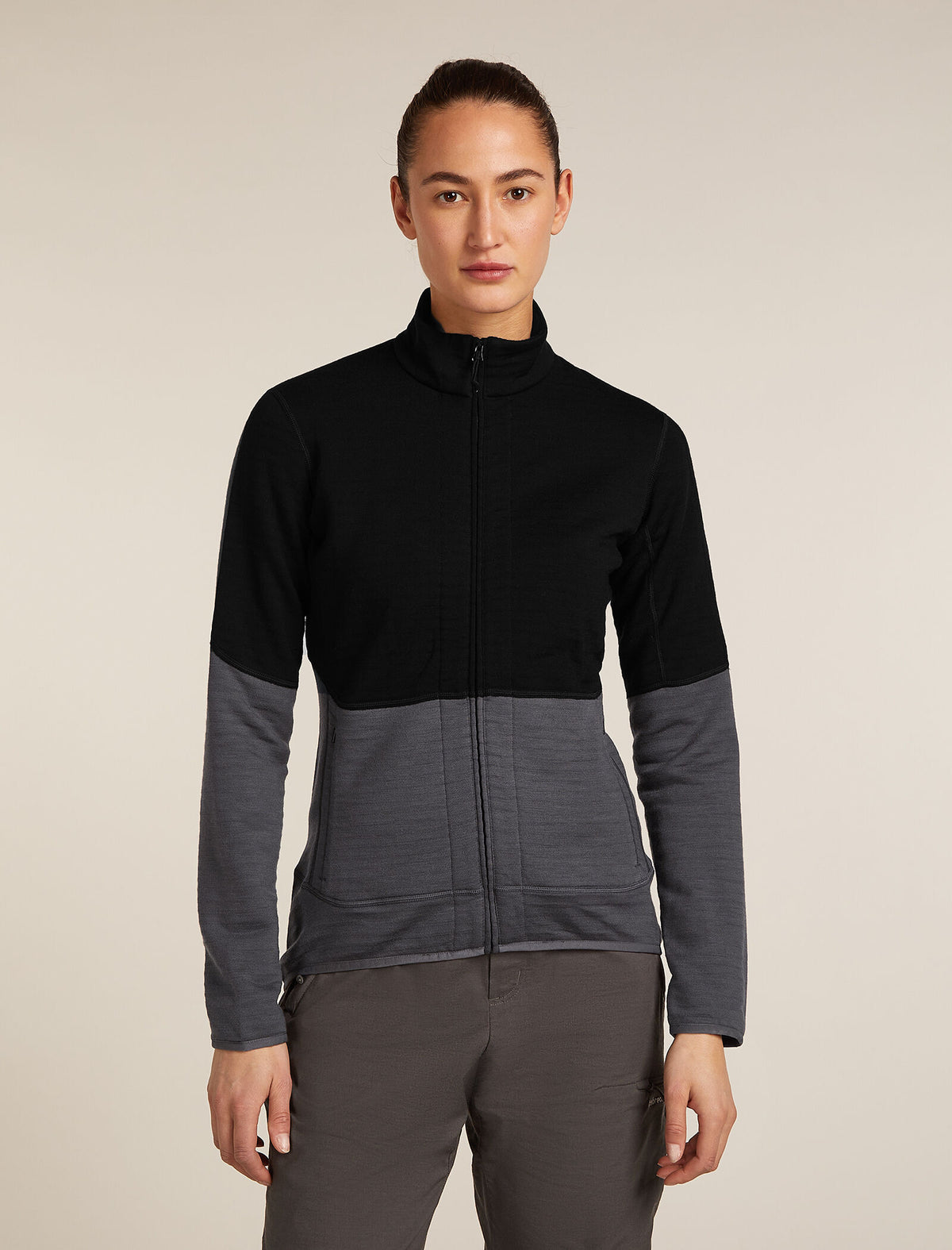Women's Merino 400 RealFleece™ Descender Long Sleeve Zip Jacket Black/Obsidian - 1