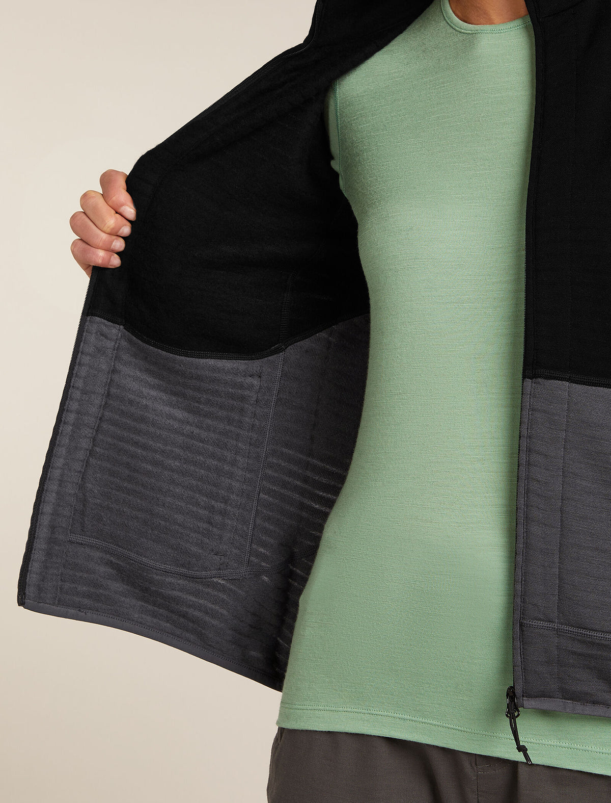 Women's Merino 400 RealFleece™ Descender Long Sleeve Zip Jacket Black/Obsidian - 9