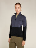Women's Merino 400 RealFleece™ Descender Long Sleeve Zip Jacket Graphite/Black - 1