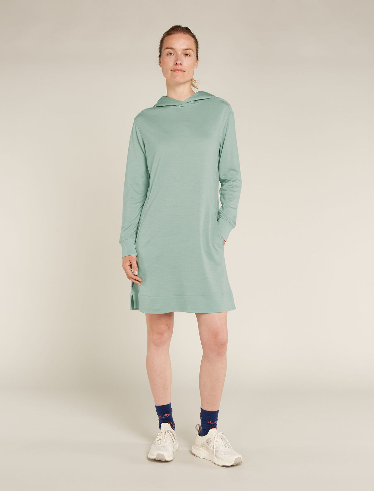 Women's Merino Blend 200 Crush Long Sleeve Dress Moss - 1