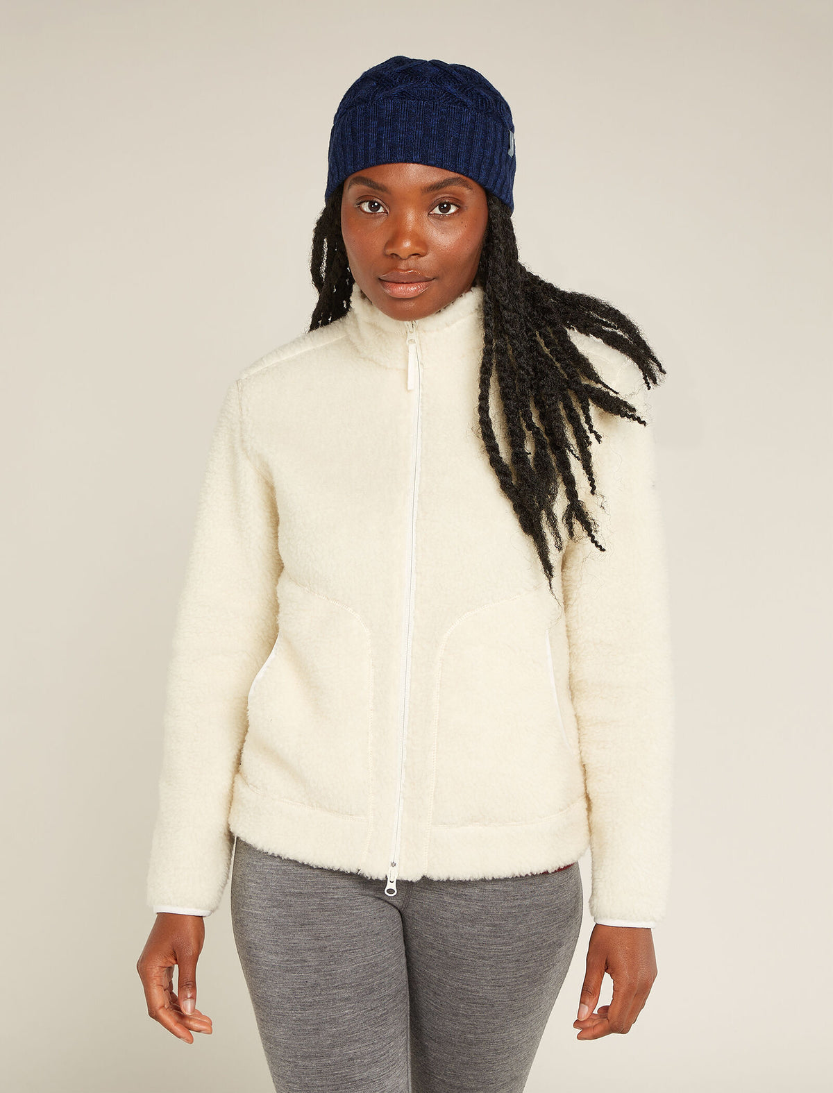 Unisex Merino Cable Knit Beanie Midnight Navy/Royal Navy - 1