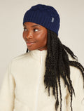 Unisex Merino Cable Knit Beanie Midnight Navy/Royal Navy - 2