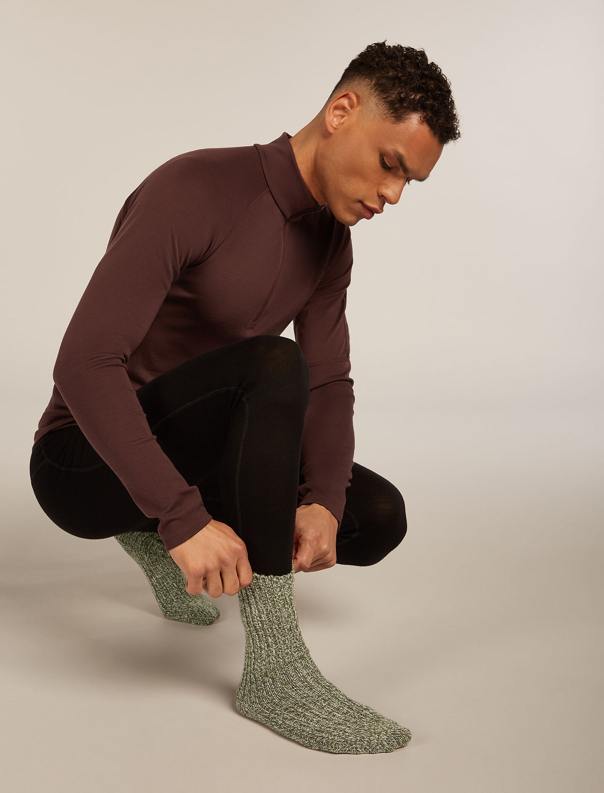 Unisex Merino Ski Lodge Crew Socks Loden/Lichen - 1