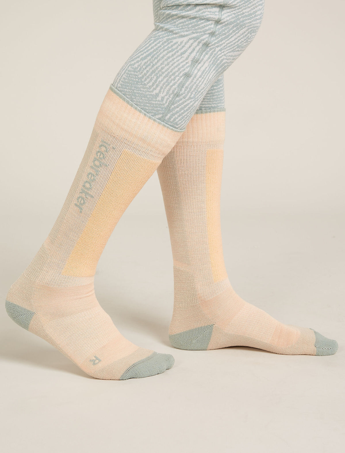 Women's Merino Ski+ Light Over The Calf Socks Sunstone/Moss - 2